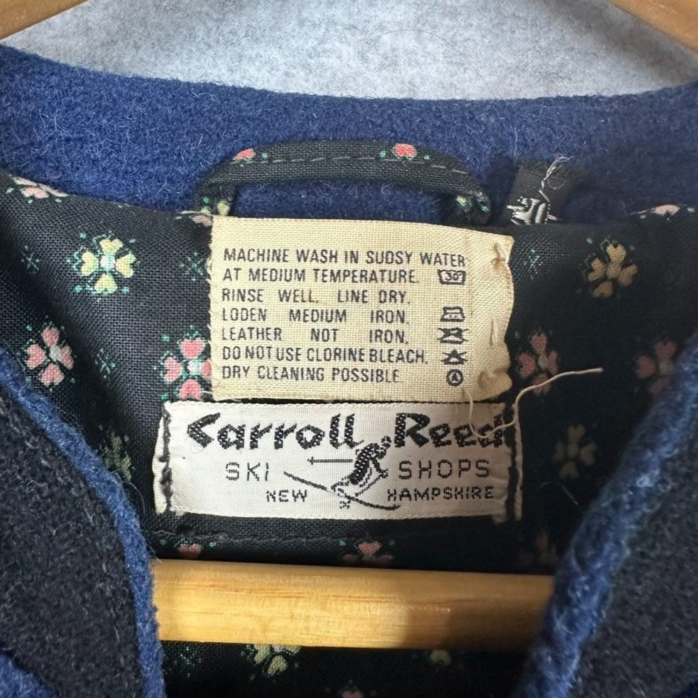 Vintage Carroll Reed Lined Wool Cardigan Blue L/XL Hong Kong Coin Buttons - Picture 5 of 7